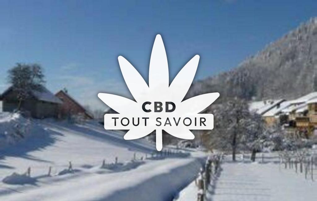 Village à Lescheres avec feuille Cannabis CBD