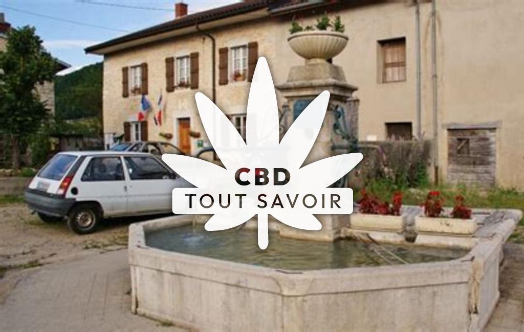 Village à Cornod avec feuille Cannabis CBD