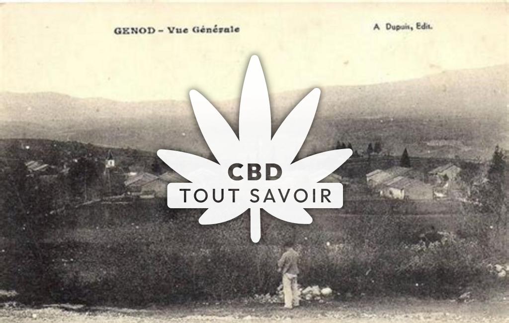 Village à Genod avec feuille Cannabis CBD