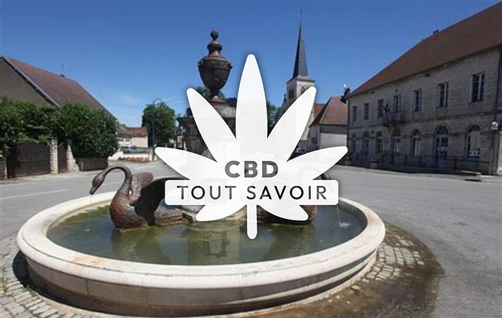 Village à Thervay avec feuille Cannabis CBD