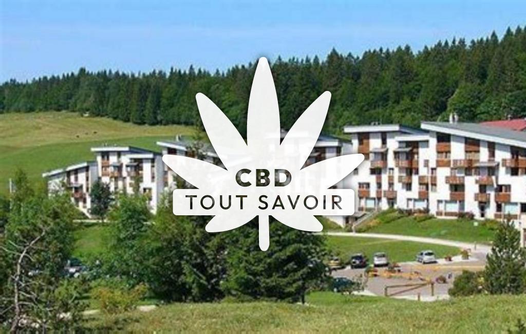 Village à Lamoura avec feuille Cannabis CBD