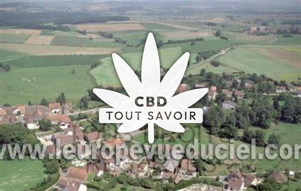 Village à Ougney avec feuille Cannabis CBD
