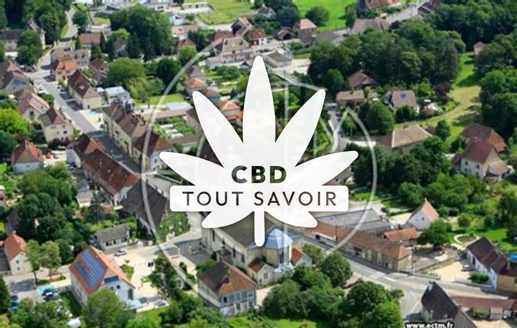 Village à Mont-sous-Vaudrey avec feuille Cannabis CBD