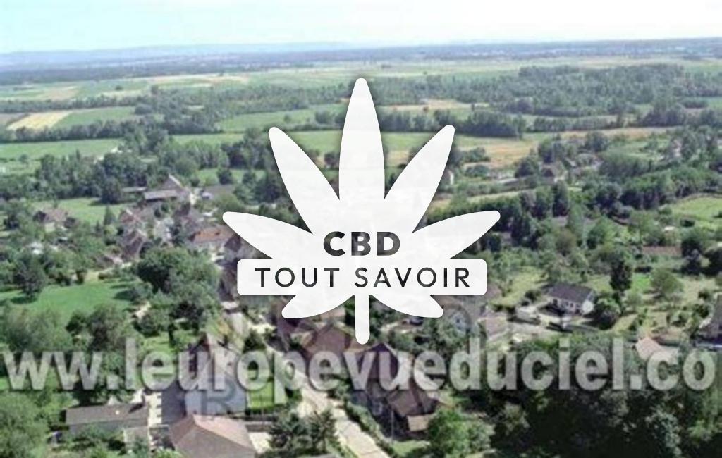 Village à Montbarrey avec feuille Cannabis CBD