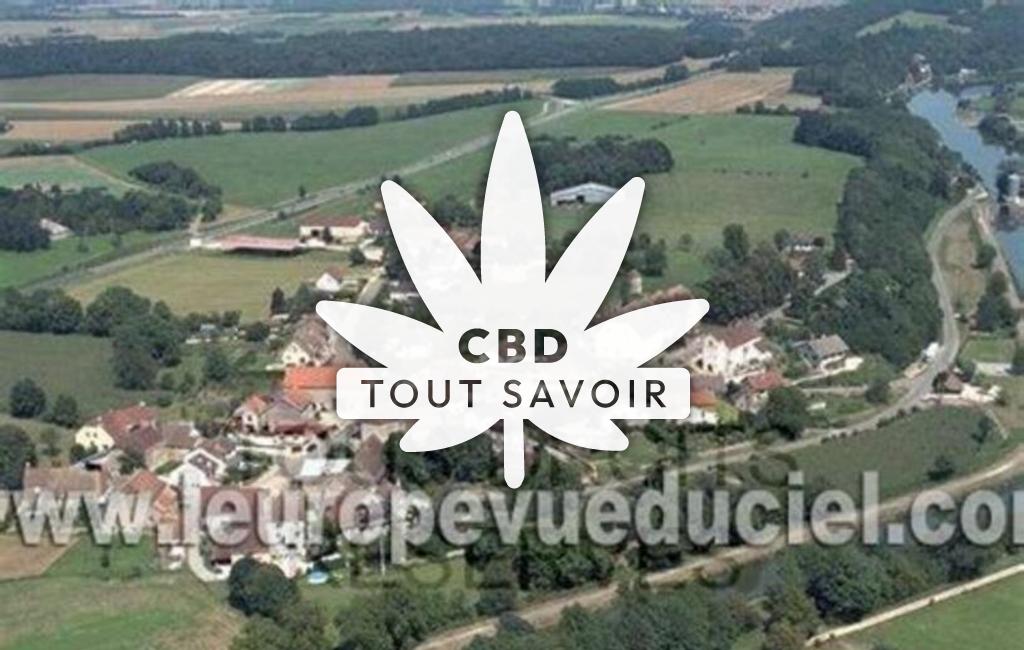 Village à Audelange avec feuille Cannabis CBD