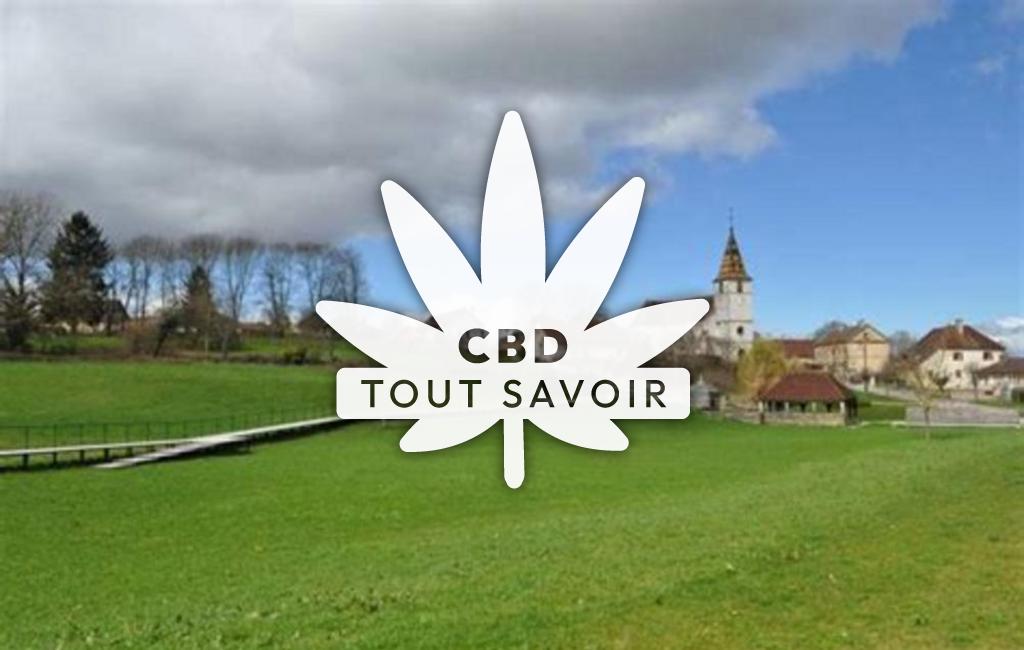 Village à Sermange avec feuille Cannabis CBD