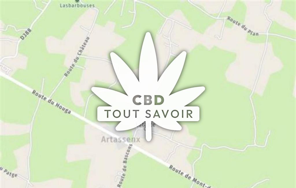 Village à Artassenx avec feuille Cannabis CBD