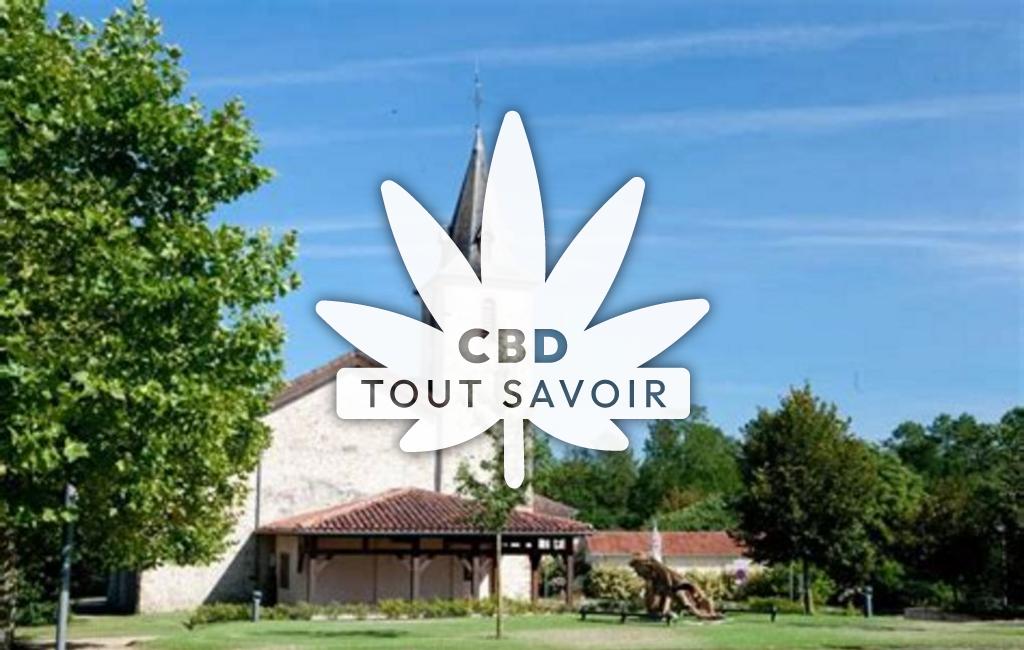 Village à Laglorieuse avec feuille Cannabis CBD