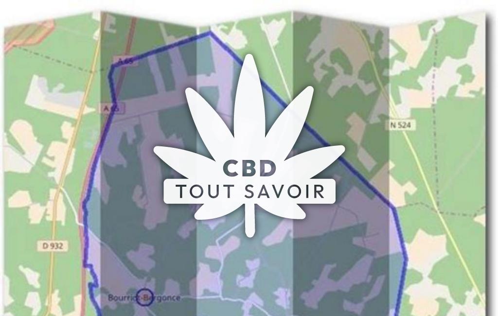 Village à Bourriot-Bergonce avec feuille Cannabis CBD