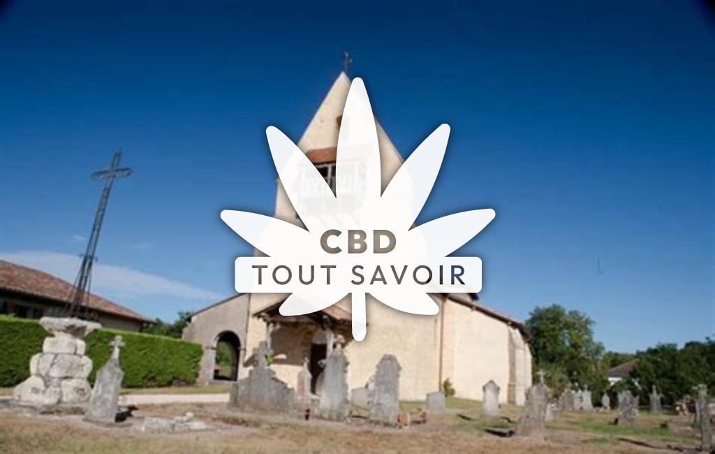 Village à Maillas avec feuille Cannabis CBD