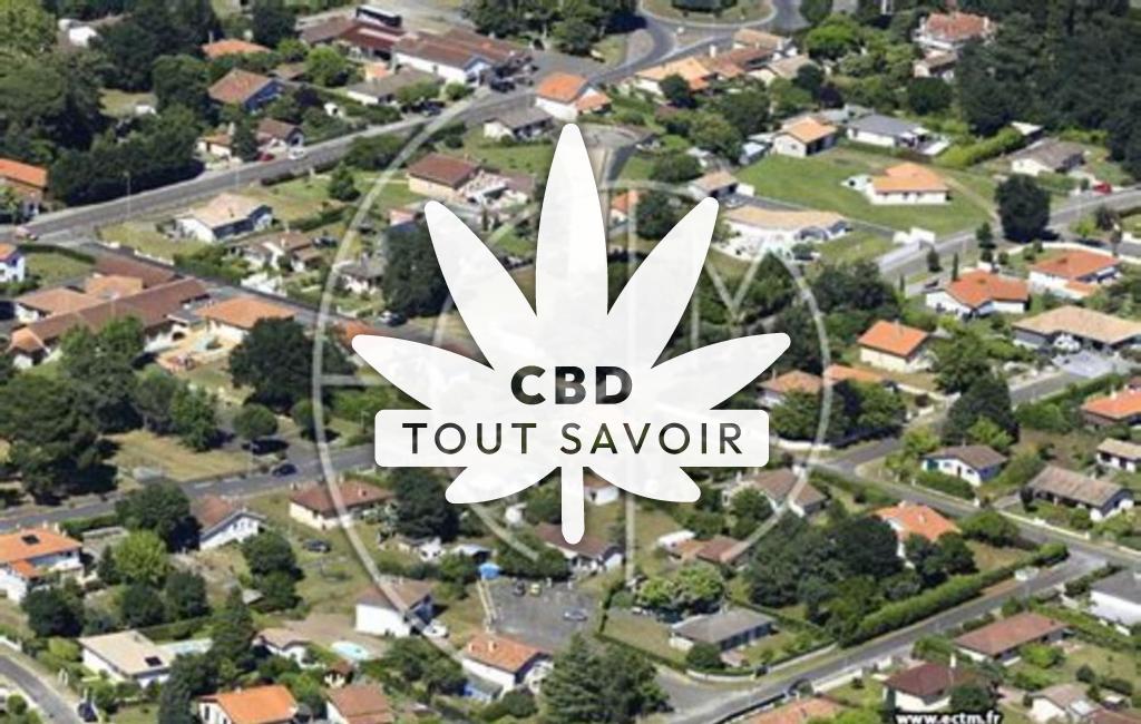 Village à Ychoux avec feuille Cannabis CBD