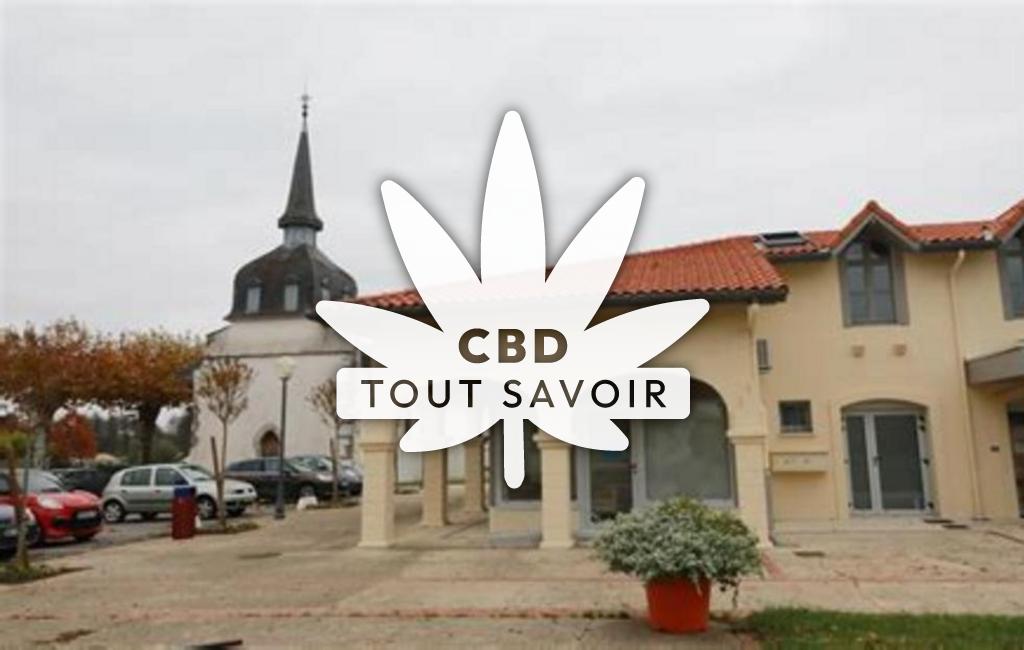 Village à Oeyreluy avec feuille Cannabis CBD
