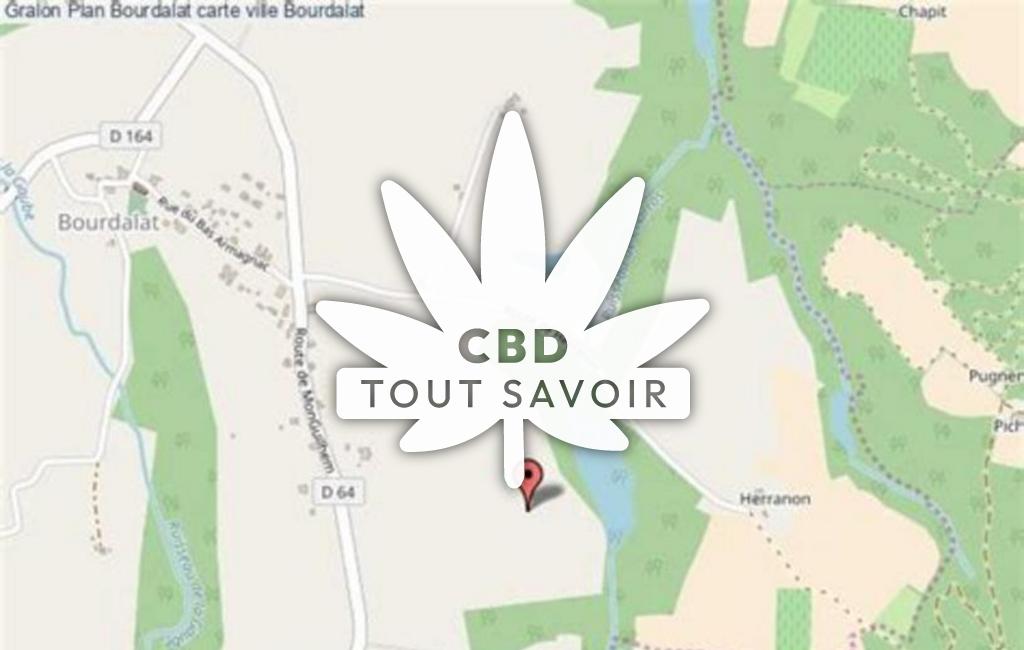 Village à Bourdalat avec feuille Cannabis CBD