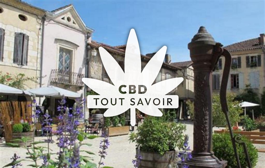 Village à Labastide-D'Armagnac avec feuille Cannabis CBD