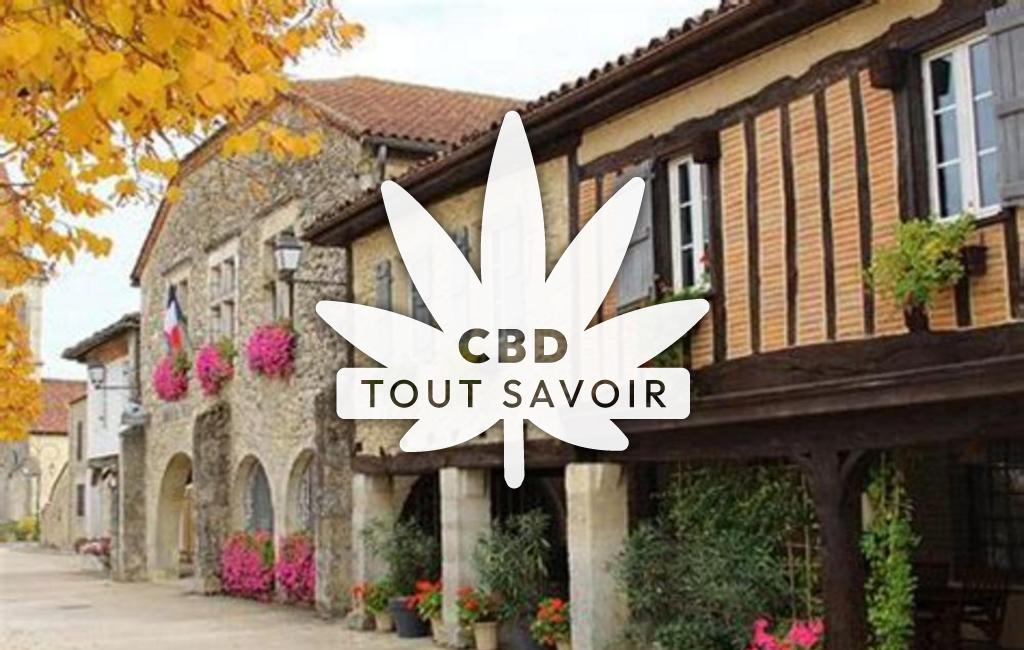 Village à Saint-Justin avec feuille Cannabis CBD