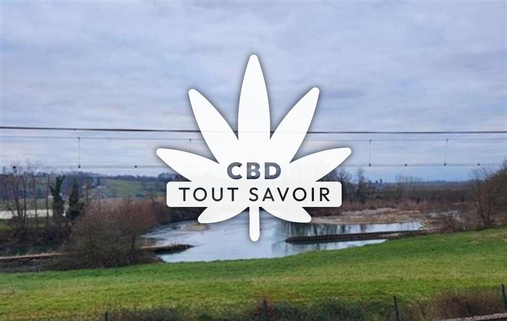 Village à Cauneille avec feuille Cannabis CBD