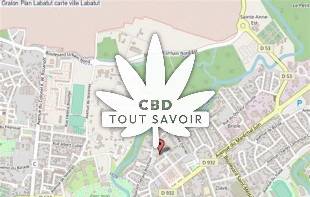 Village à Labatut avec feuille Cannabis CBD