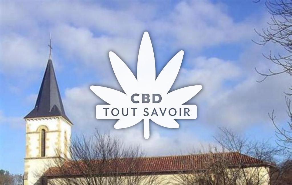 Village à Bahus-Soubiran avec feuille Cannabis CBD