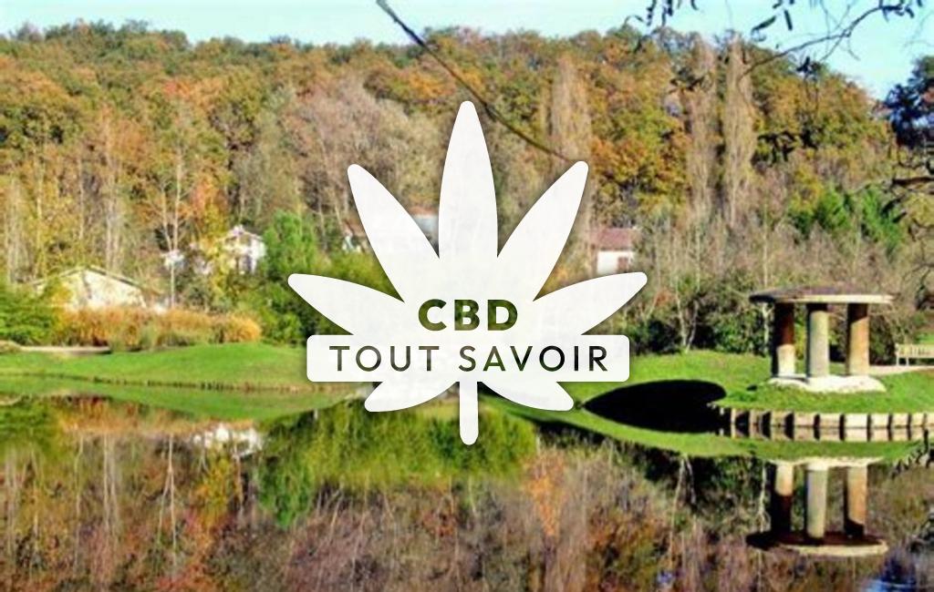 Village à Eugenie-les-Bains avec feuille Cannabis CBD