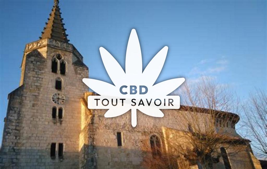 Village à Brassempouy avec feuille Cannabis CBD