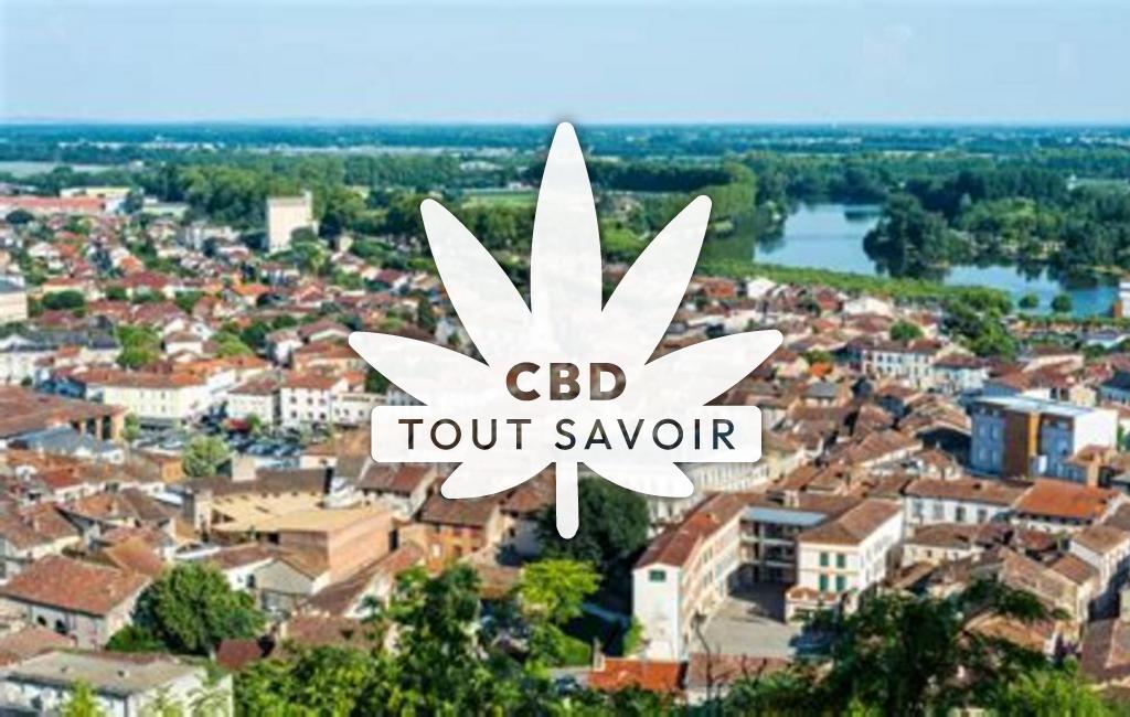 Village à CaSaintel-Sarrazin avec feuille Cannabis CBD
