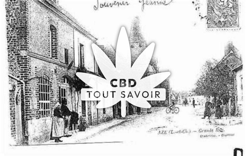 Village à Aze avec feuille Cannabis CBD