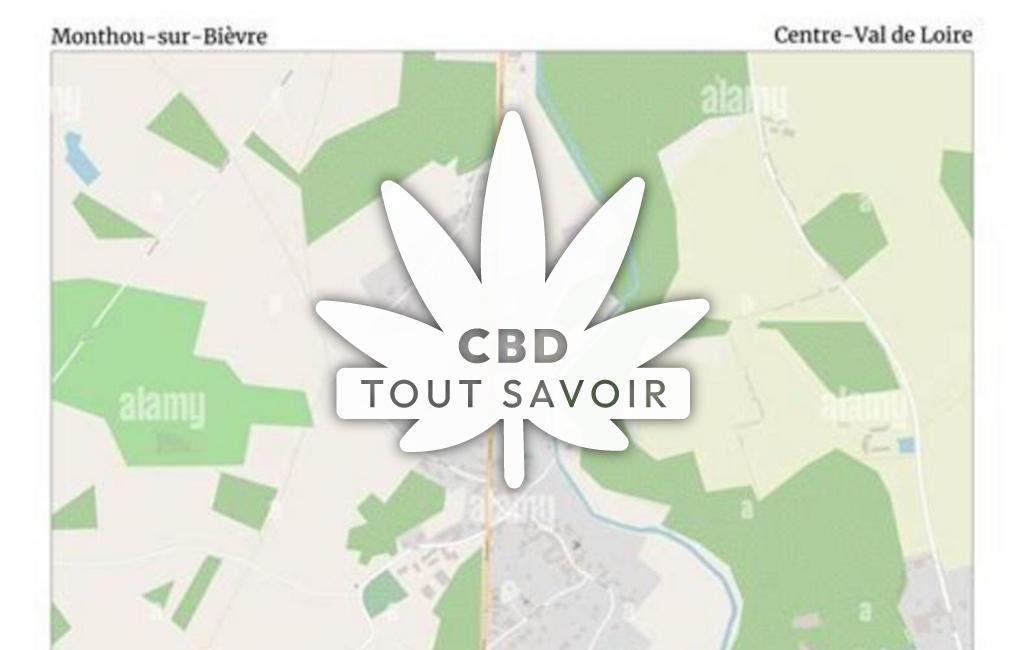 Village à Monthou-sur-Bievre avec feuille Cannabis CBD