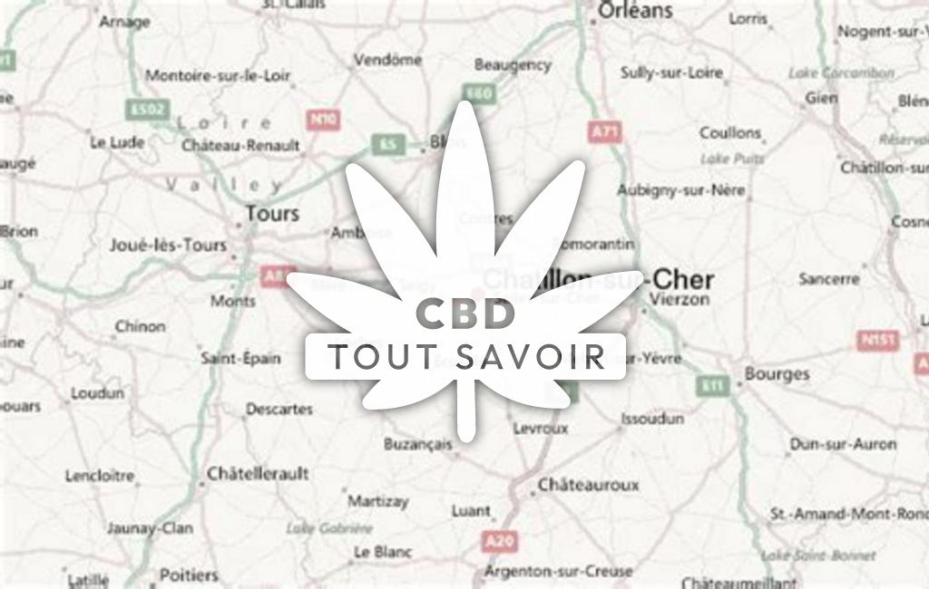 Village à Chatillon-sur-Cher avec feuille Cannabis CBD
