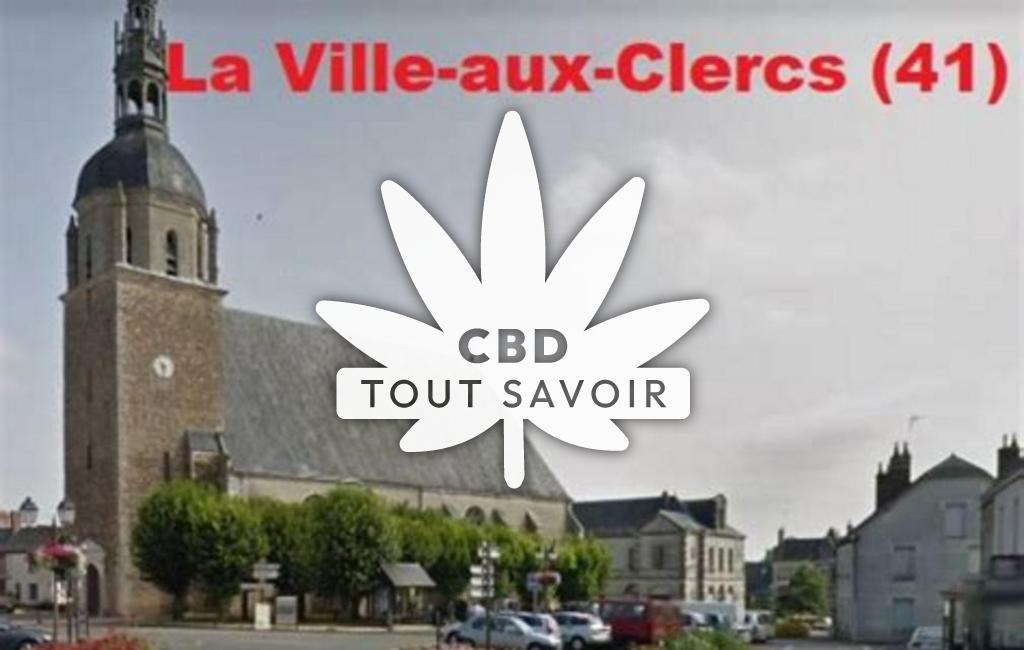 Village à La-Ville-aux-Clercs avec feuille Cannabis CBD
