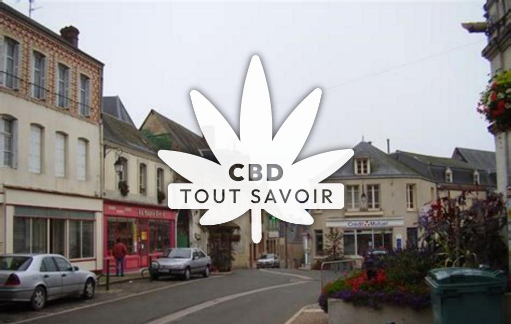 Village à Mondoubleau avec feuille Cannabis CBD