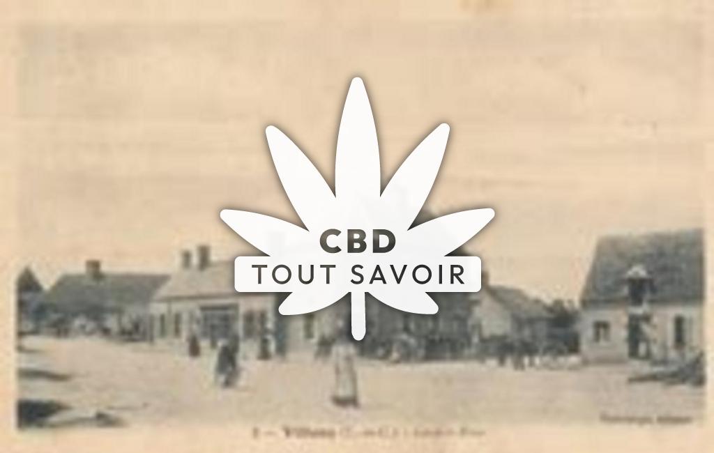 Village à Villeny avec feuille Cannabis CBD