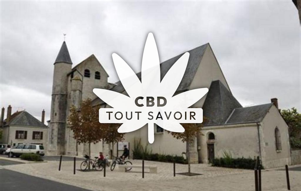 Village à Mont-Pres-Chambord avec feuille Cannabis CBD