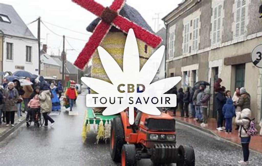 Village à Oucques-la-Nouvelle avec feuille Cannabis CBD