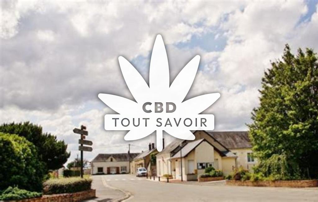 Village à Saint-Gourgon avec feuille Cannabis CBD