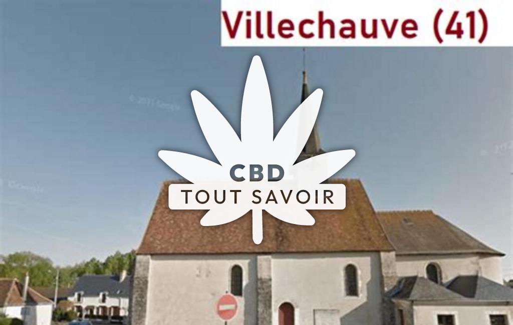 Village à Villechauve avec feuille Cannabis CBD