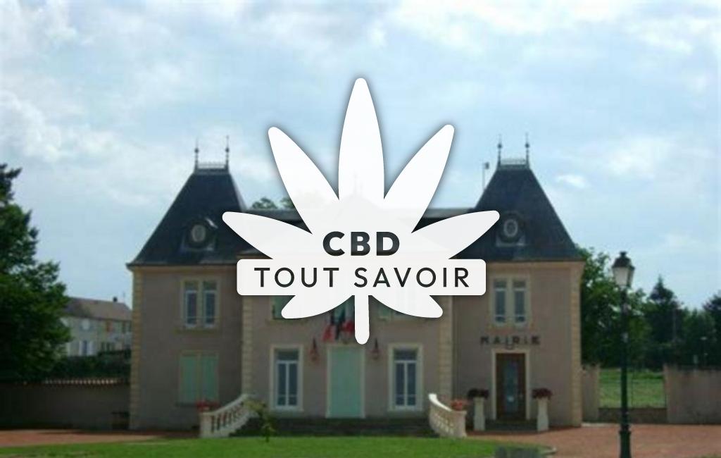 Village à Commelle-Vernay avec feuille Cannabis CBD