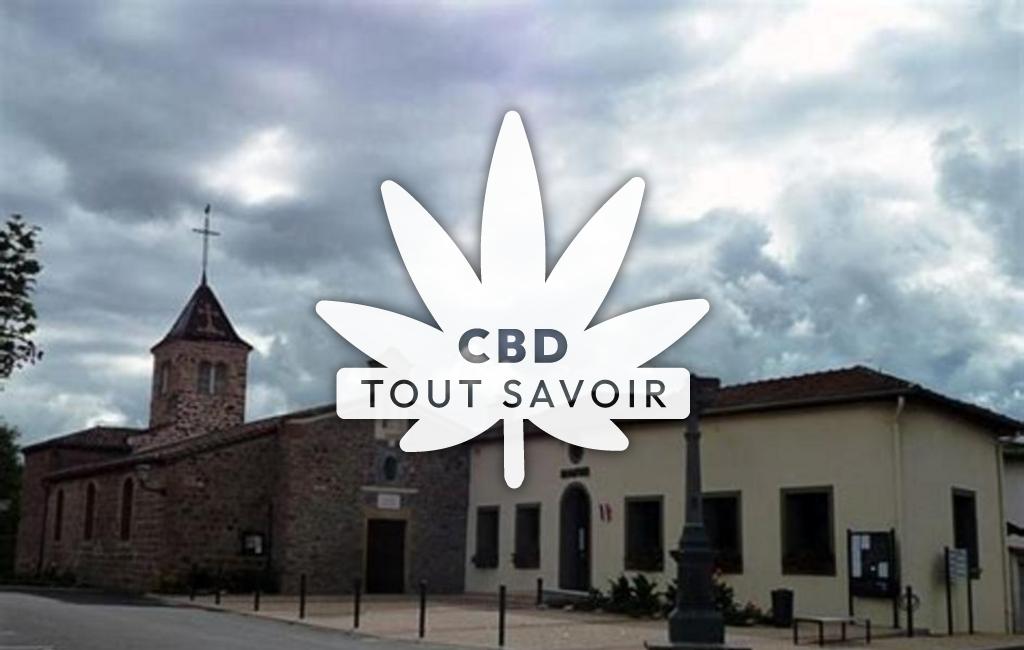 Village à Notre-Dame-de-Boisset avec feuille Cannabis CBD