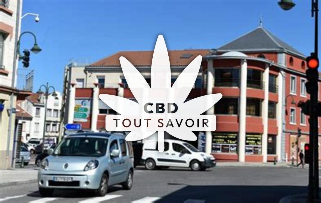 Village à Montrond-les-Bains avec feuille Cannabis CBD