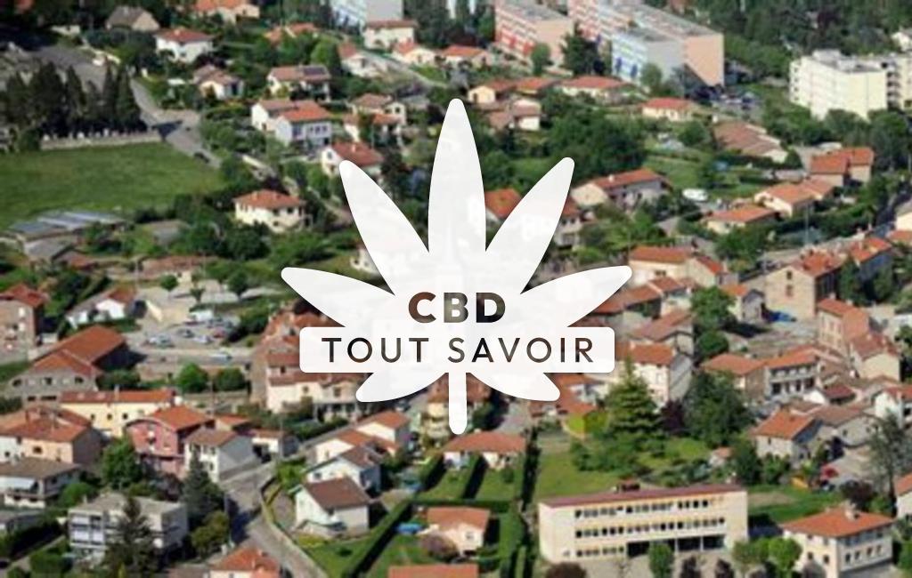 Village à Unieux avec feuille Cannabis CBD
