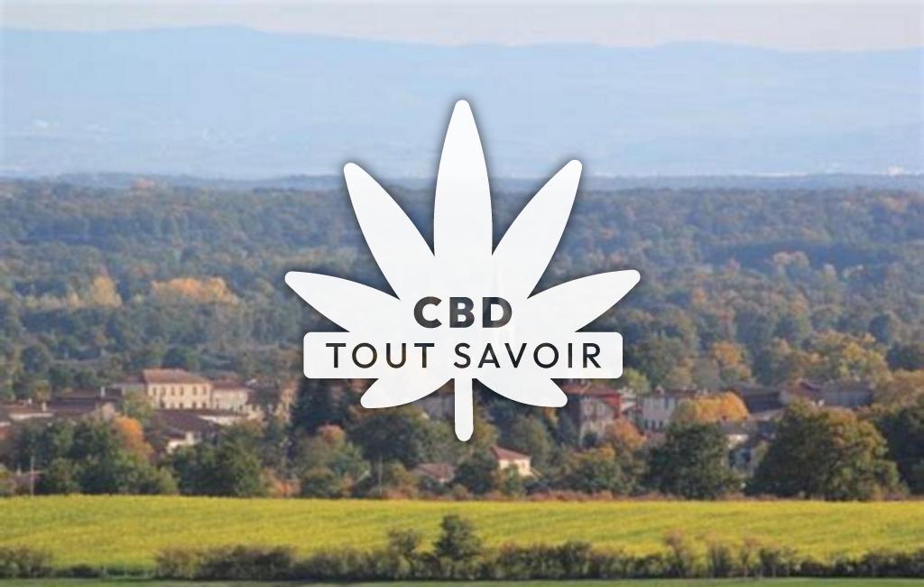 Village à Bussy-Albieux avec feuille Cannabis CBD