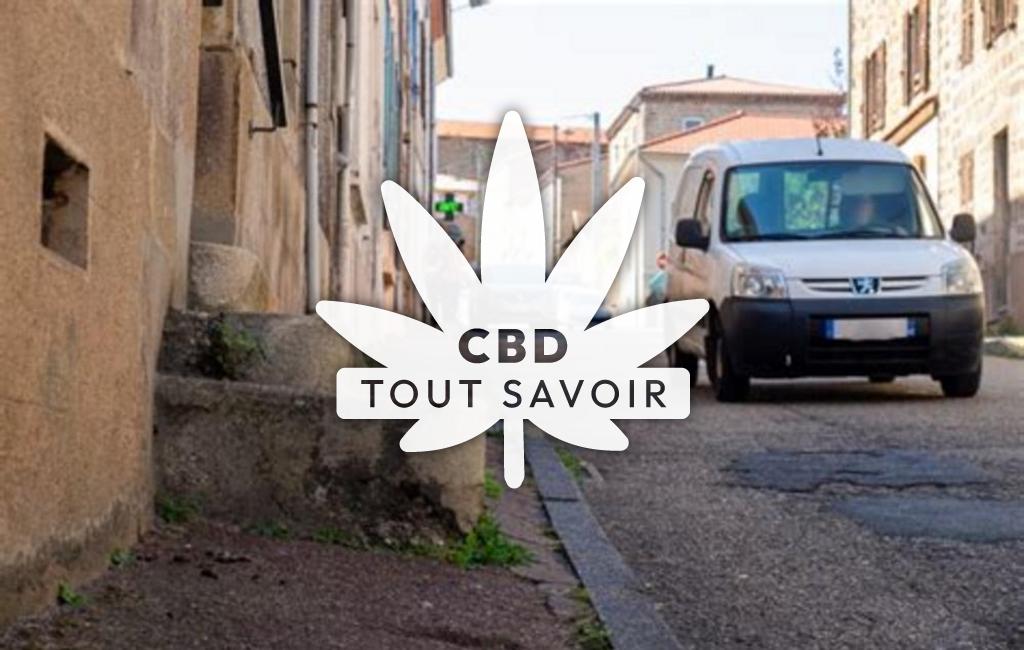 Village à Pelussin avec feuille Cannabis CBD