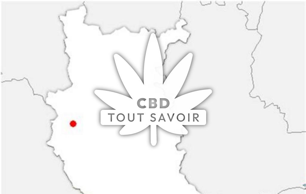Village à Champoly avec feuille Cannabis CBD