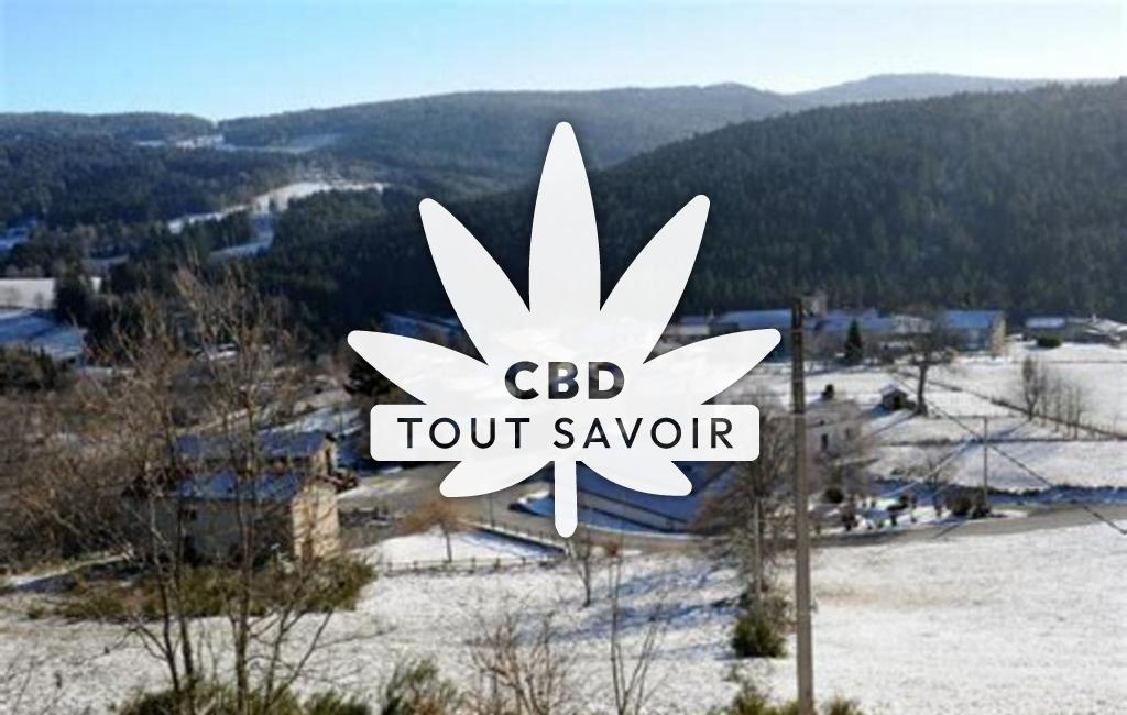 Village à La-Chambonie avec feuille Cannabis CBD