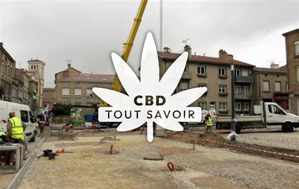 Village à Saint-Genest-Lerpt avec feuille Cannabis CBD