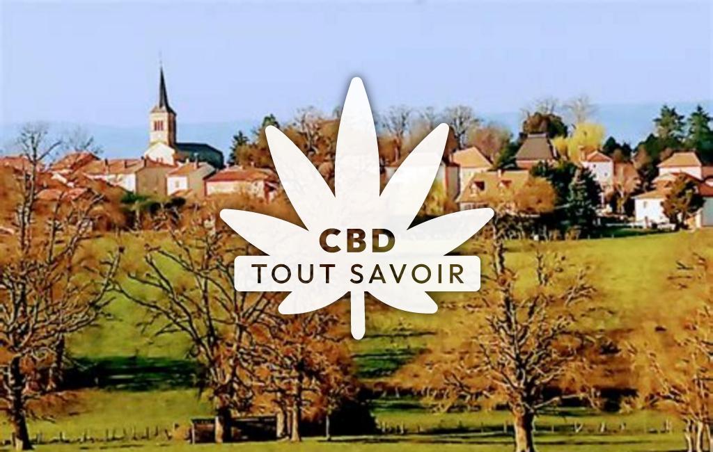 Village à Noailly avec feuille Cannabis CBD