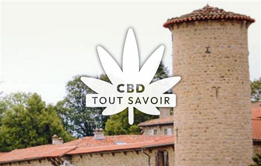Village à Saint-Genest-Malifaux avec feuille Cannabis CBD