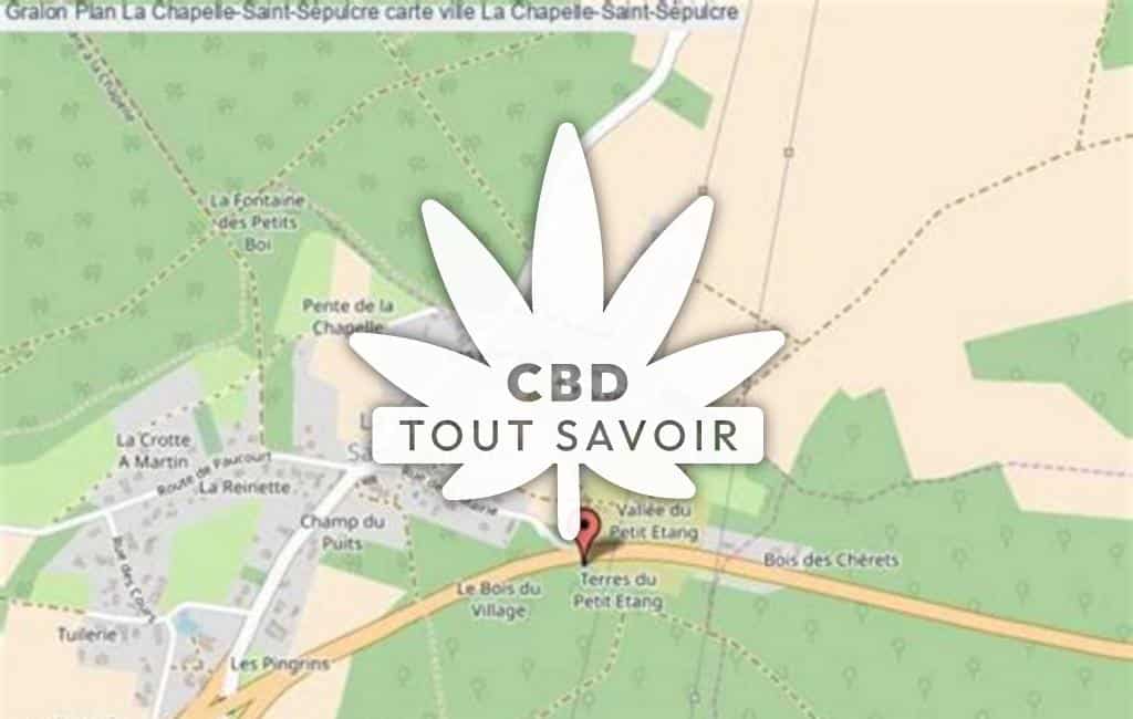 Village à La-Chapelle-Saint-Sepulcre avec feuille Cannabis CBD