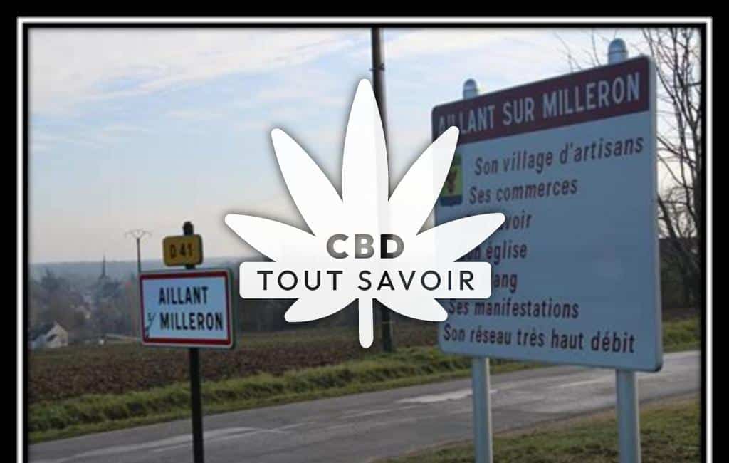 Village à Aillant-sur-Milleron avec feuille Cannabis CBD