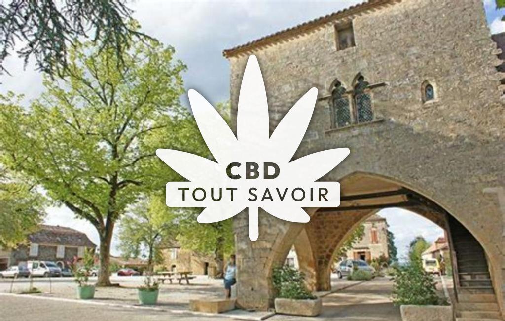 Village à Molieres avec feuille Cannabis CBD