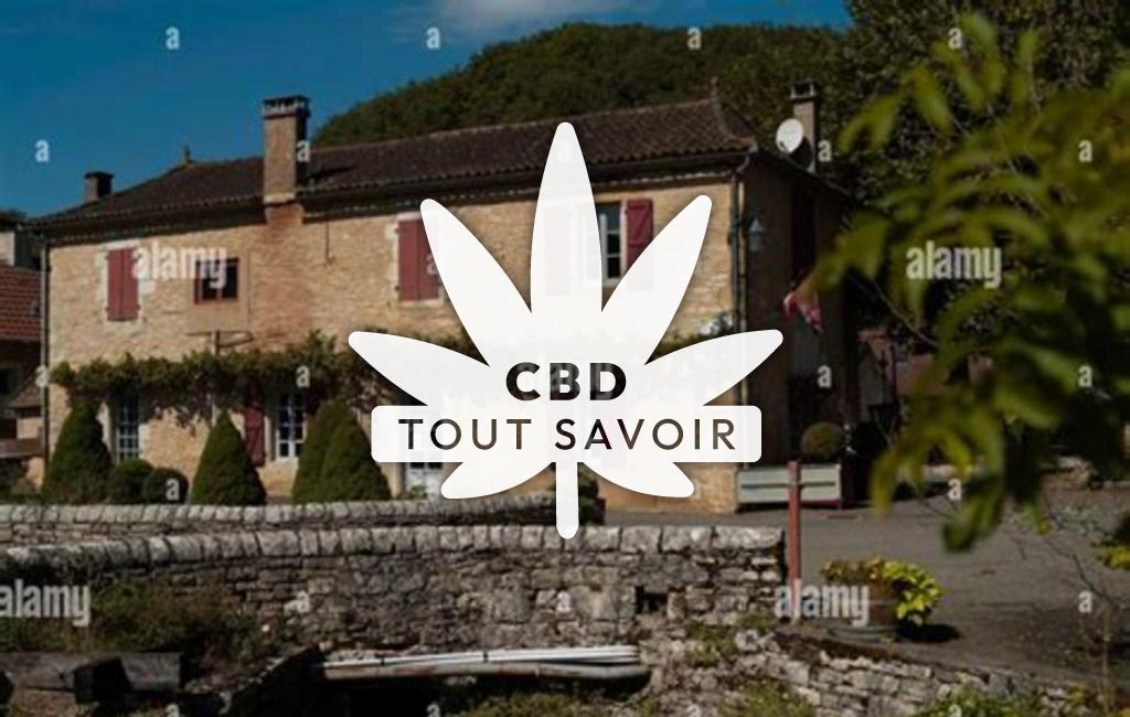 Village à Gigouzac avec feuille Cannabis CBD